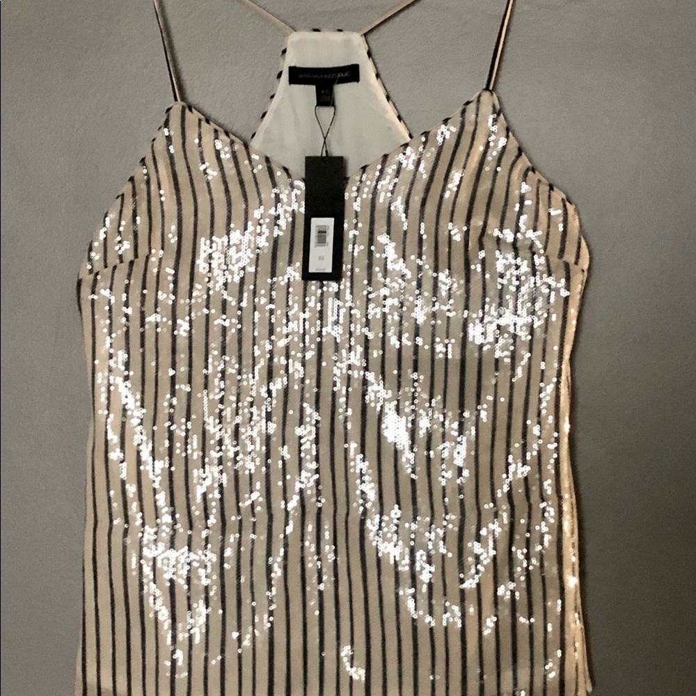 Banana Republic Sequi V-Neck Cami Tank Top Champagne